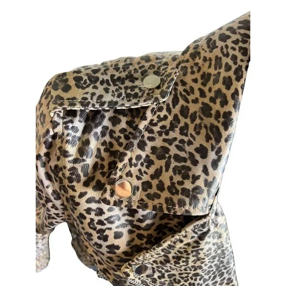 Walter Baker francis leather moto jacket leopard print NWOT size large - Picture 3 of 8